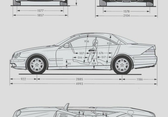 Mercedes-Benz CL600 (2000) (Мерcедес-Бенз CL600 (2000)) - чертежи (рисунки) автомобиля